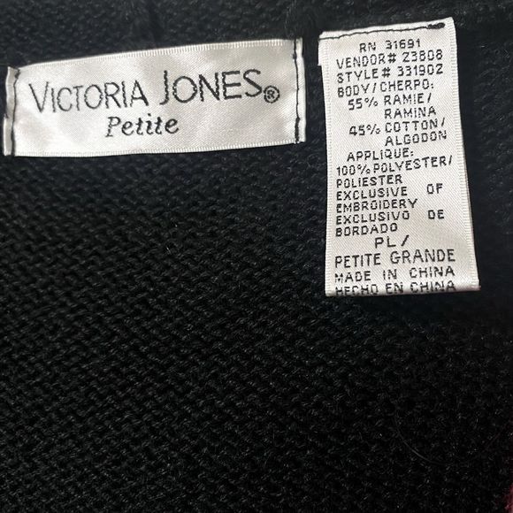 Victoria Jones Christmas Sweater, zip-up hoodie Vintage Petite Large - Picture 5 of 9